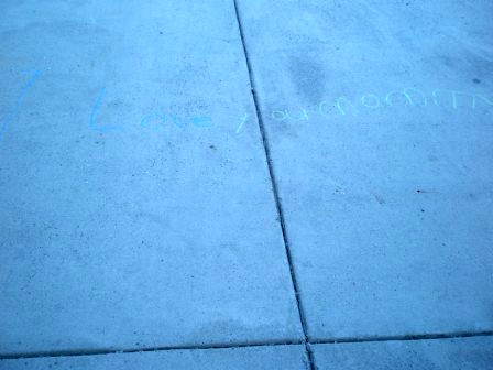 Kasen's sidewalk chalk sentence